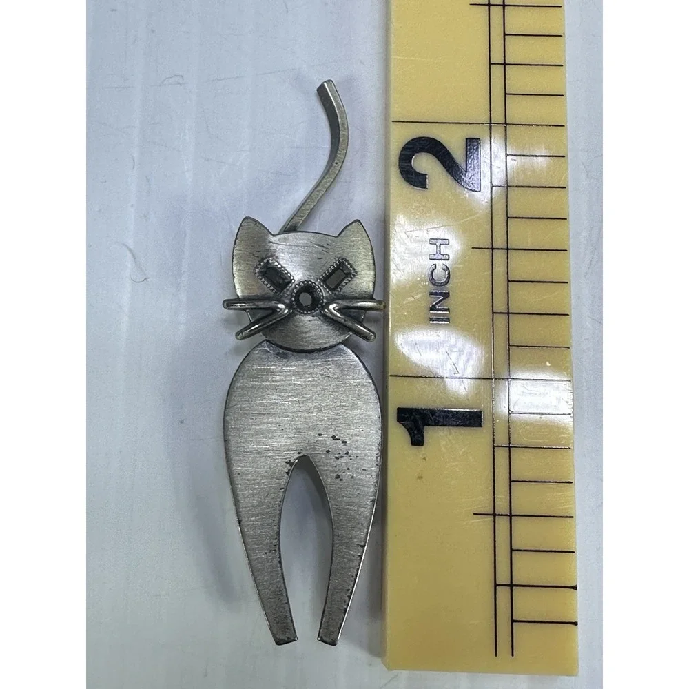 Vintage Danecraft Pin Brooch Cat Sterling Silver Figural Signed